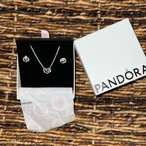 Pandora Earrings only!  Infinity Heart Stud Earrings Sterling Silver NWOT!